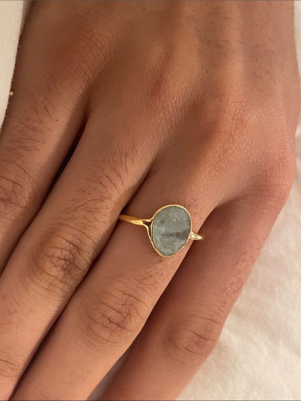 Gold vermeil Ring with aquamarine Stone 6